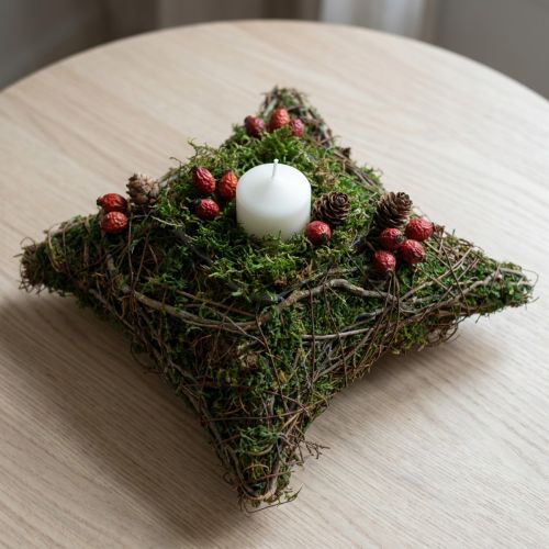Kasvityyny köynnökset sammal kukkamalja luonnonvärinen 20 × 20 × 6,5 cm | Floristik24.fi