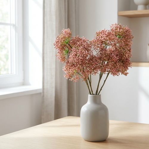 Seljan keinotekoinen vaaleanpunainen kukkaoksa 52cm 4kpl | Floristik24.fi