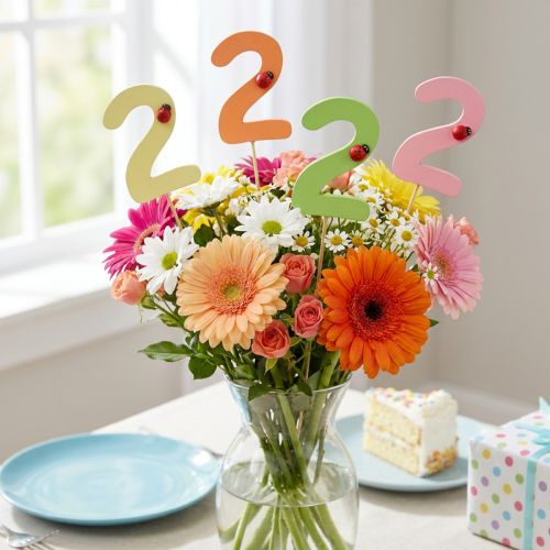kohteita Numerotulpat syntymäpäivä 2 kukkatulppaa puuta 27,5cm 16 kpl