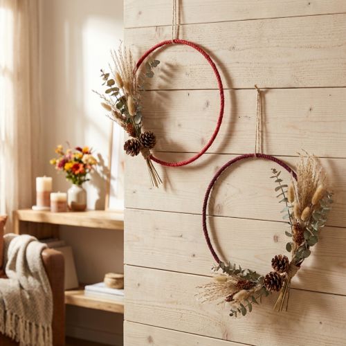 Koristesormus Juutti Deco Loop Punainen Tummanpunainen Ø30cm 4kpl | Floristik24.fi