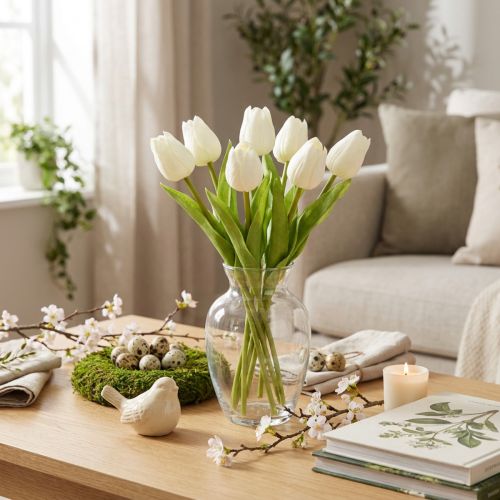 Keinotekoinen tulppaani, realistinen koriste, kestävä tekokukka kotiin, 21 cm, 6 kpl | Floristik24.fi