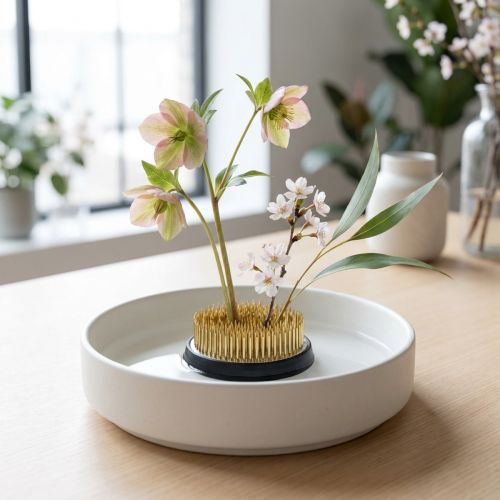 Hedgehog, Kenzan, Ikebana, hopea metallinen järjestelyjalka, pyöreä Ø5cm | Floristik24.fi