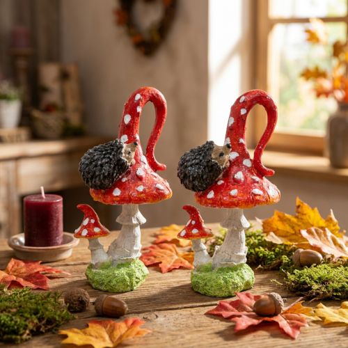Toadstool siilillä Deco Mushroom syksyn koristelu H14cm 2kpl 2kpl | Floristik24.fi