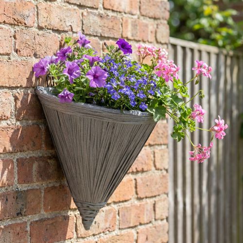 Riippuruukku harmaa Kukkaruukku seinävalaisimiin 30×17cm | Floristik24.fi