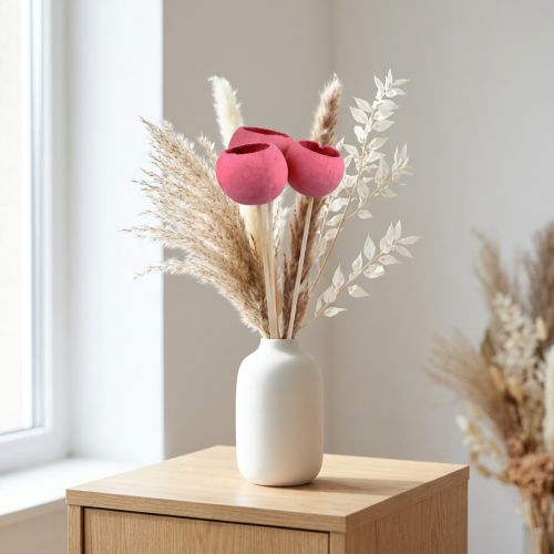 kohteita Kuivakukkia koristeelliset kellokupit varressa vaaleanpunainen 42cm 3 kpl
