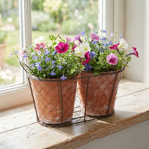kohteita Kukkaruukku keraaminen lankakori ruskea terrakotta P38.5cm