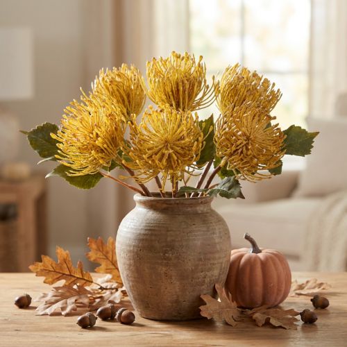 kohteita Protea keinotekoinen neulatyyny Leucospermum keltainen 30cm 6 kpl