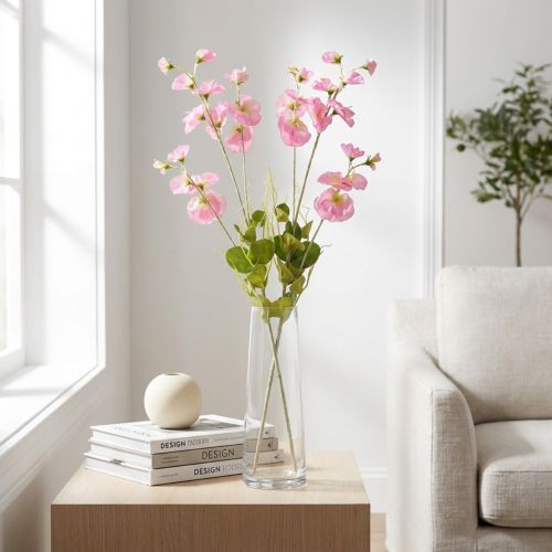 Makeat herneet tekokukat vaaleanpunaiset pitkässä varressa 74cm 2kpl | Floristik24.fi