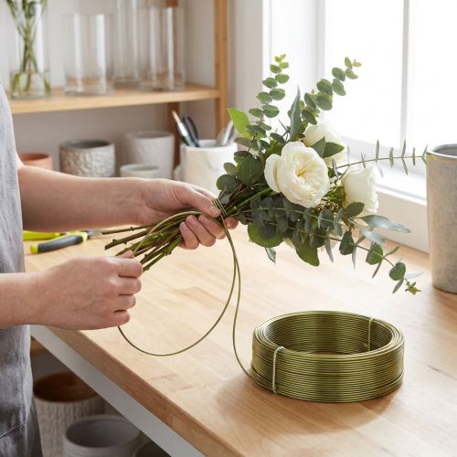Alumiinilanka Olive 2mm 500g - Joustava ja muovautuva tee-se-itse-projekteihin, askarteluun ja kukkakauppoihin | Floristik24.fi