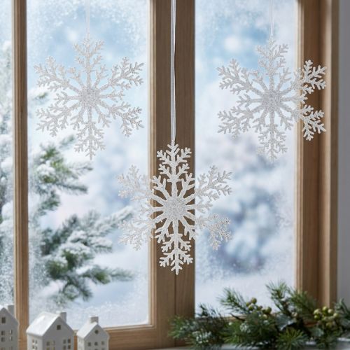Lumihiutalekoriste jääkristalli ripustettavaksi 18×20cm 4kpl | Floristik24.fi