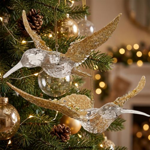 Joulukuusikoriste lintu kolibri riipus 11,5/14cm 2 kpl setti | Floristik24.fi