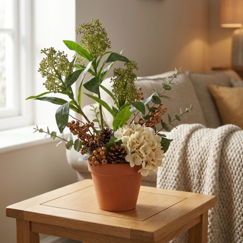 Keinotekoiset vihreät Skimmia japonica -kukat, 45 cm, 2 kpl | Floristik24.fi