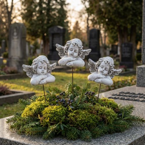 kohteita Koristeenkeli kepillä koristeellinen hautakoristeet harmaa valkoinen K6,5cm 3 kpl