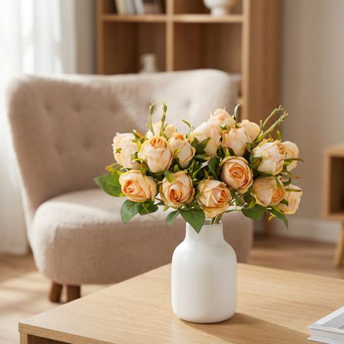 Tekokukkien ruusukimppu, realistinen koriste olohuoneeseen, 31 cm, 3 kpl | Floristik24.fi