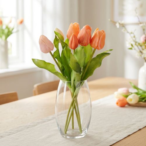 Keinotekoiset tulppaanit kevään koristeluun, olohuoneeseen ja keittiöön, aidon näköiset, 30 cm, 7 kpl | Floristik24.fi