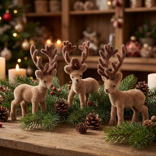 Deco deer mini ruskea parvi 11cm 6 kpl | Floristik24.fi