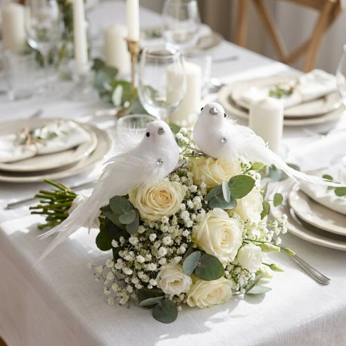 Dove kiinnikkeellä valkoinen 14cm 2kpl | Floristik24.fi