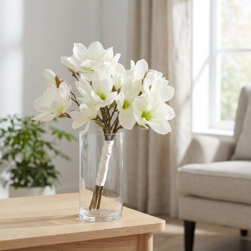Magnolia nippu valkoinen 40cm 5 kpl | Floristik24.fi