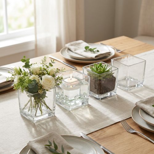 Kirkkaat lasikuutiot 12 cm x 12 cm x 12 cm 6 kpl | Floristik24.fi