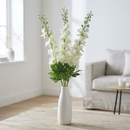 Delphinium White Artificial Delphinium Silk Flowers tekokukat 3kpl | Floristik24.fi
