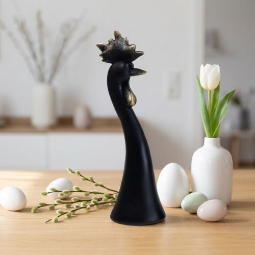 Pääsiäiskoristeet kanakoristeet kukko mustakulta Ø9cm K29cm | Floristik24.fi