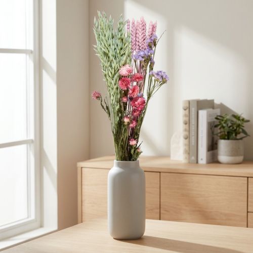 Kuivakukkakimppu, vaaleanpunainen merilaventeli, 58cm, koristeellinen | Floristik24.fi