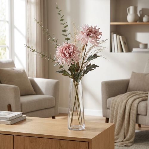 Keinotekoiset krysanteemit Pinkki Mauve Ø13cm L72cm 2kpl | Floristik24.fi