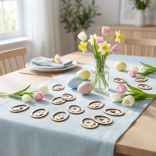 Pääsiäiskoristeet askarteluun, kananmuna, luonnonpuu, 4 cm, 72 kpl | Floristik24.fi