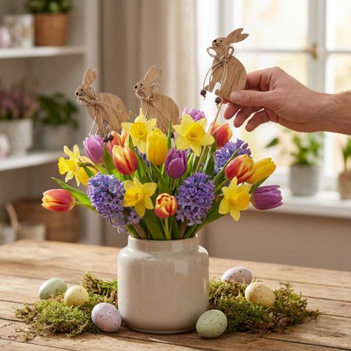 Kukkatulppa puinen pääsiäispupu kanin koriste 8cm x 6cm 12 kpl | Floristik24.fi