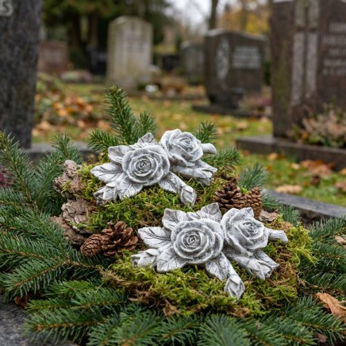Ruusu haudankoristeluun polyresiini 10cm x 8cm 6 kpl | Floristik24.fi