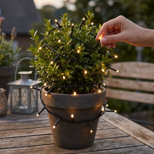 LED-valoketju, 144 kpl, musta, lämmin valkoinen, ulkokäyttöön, 1,2 m | Floristik24.fi