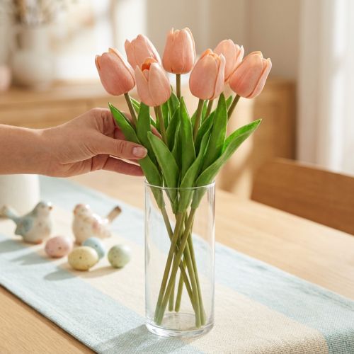 Keinotekoiset tulppaanit Real-Touch persikka pinkki 38cm nippu 7 kpl | Floristik24.fi