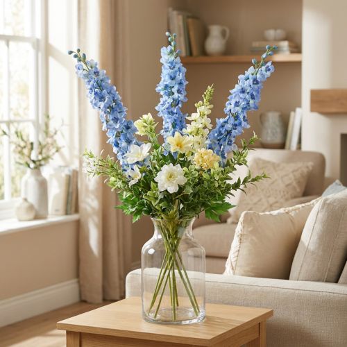 Keinotekoinen Delphinium Blue Delphinium tekokukka Silkkikukkia | Floristik24.fi