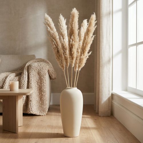 Kuiva koristelu pampasruoho kuivattu valkaistu 70-75cm 6 kpl | Floristik24.fi