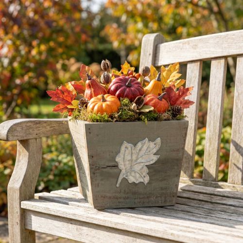 Shabby Chic puinen kasvilaatikko harmaa 11×14,5×14 cm | Floristik24.fi
