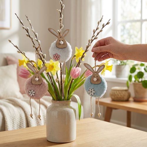 Ripustinpuput koristeripustin pääsiäispuupehmo 26×7×2cm 6 kpl | Floristik24.fi