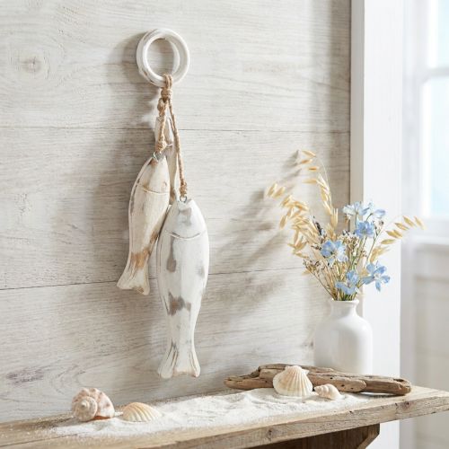 Mangopuusta valmistettu kala ripustettavaksi Shabby Chic 19,5/15,5/10cm | Floristik24.fi