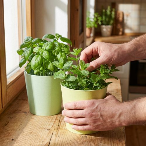 Paperinen kätköruukku, istutusastia, yrttiruukku sininen/vihreä Ø15cm K13cm 4kpl | Floristik24.fi