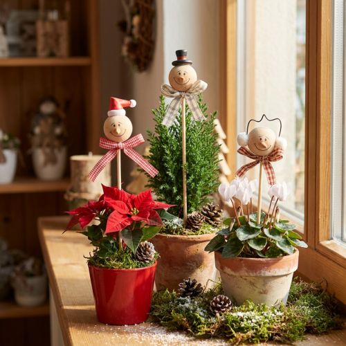 Lumiukko koristetulppa kukkatulppa luonnonpuuta 5cm 9kpl | Floristik24.fi