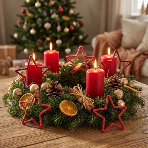 kohteita Adventtiseppeleen tähdet Joulukoristeet juutinpunainen 15cm 8 kpl