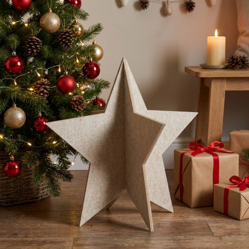 Huopa koristeellinen tähti kiinnitettäväksi joulukoristeen huopa beige H62cm | Floristik24.fi