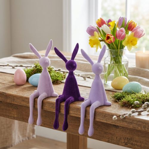 Hyllynistuja kani pääsiäispupu parveileva liila 36cm 3 kpl | Floristik24.fi