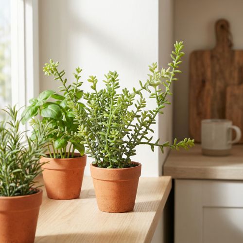 Koristeellinen timjami ruukussa Keinoyrttejä Keittiön koristelu 25cm | Floristik24.fi