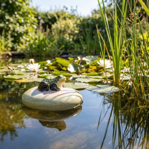 kohteita Koristeellinen keraaminen sammakkoaiheinen kelluntakivi puutarhalammikkoihin ja vesiaiheisiin, 13 cm