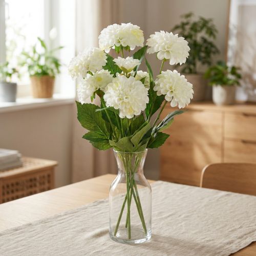 Tekokukat koristeelliset daaliat tekovalkoiset 50cm | Floristik24.fi