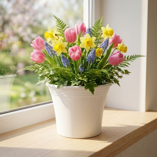 Muoviruukku “Irys” Valkoinen Ø17cm K14cm 1 kpl | Floristik24.fi