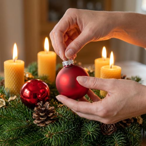 Joulupallo Ø4cm punainen kiiltävä/matta 24 kpl | Floristik24.fi