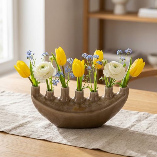Koristeellinen maljakkovene Keraaminen maljakko Ruskea 23×8,5cm K11cm | Floristik24.fi