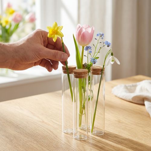 Koeputki koristemaljakko korkkikansi Ø4cm K18cm 6 kpl | Floristik24.fi