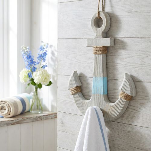 Ripustusankkuri, merellinen koristekoukku, puinen kylpyhuonekoriste, vintage look H39cm | Floristik24.fi